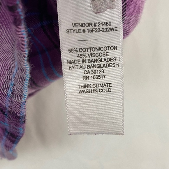 Northern Reflections Purple Plaid Flannel Shirt Tailored Fit - Picture 4 of 8